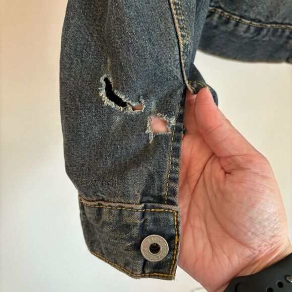 Express Women’s denim Jean jacket with pockets size medium GUC - read! - Picture 7 of 11